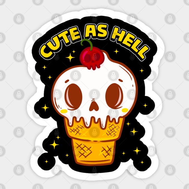 Cute as Hell Funny Skull Ice Cream Halloween Sticker by creative